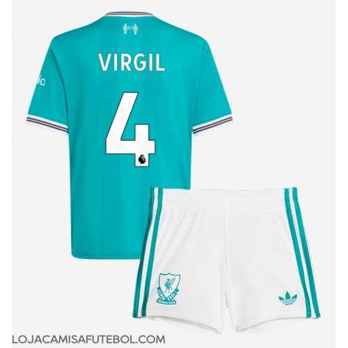 Camisa de Futebol Liverpool Virgil van Dijk #4 Equipamento Alternativo Infantil 2025-26 Manga Curta (+ Calças curtas)